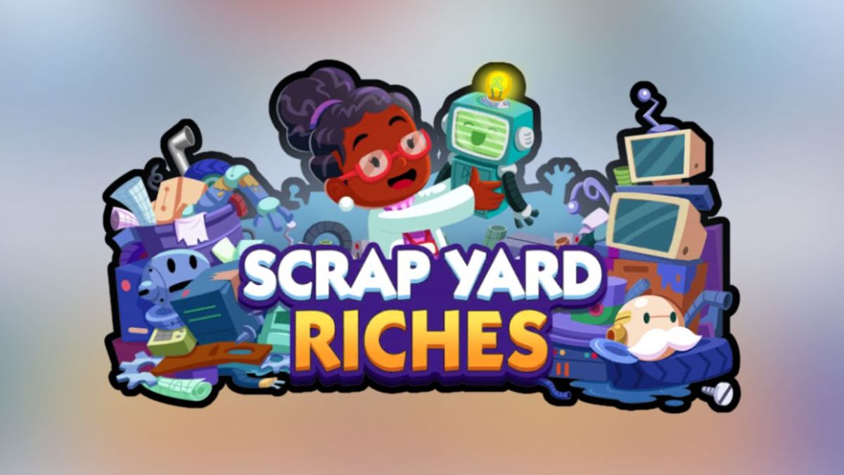 "Scrap Yard Riches" written over a background of junk