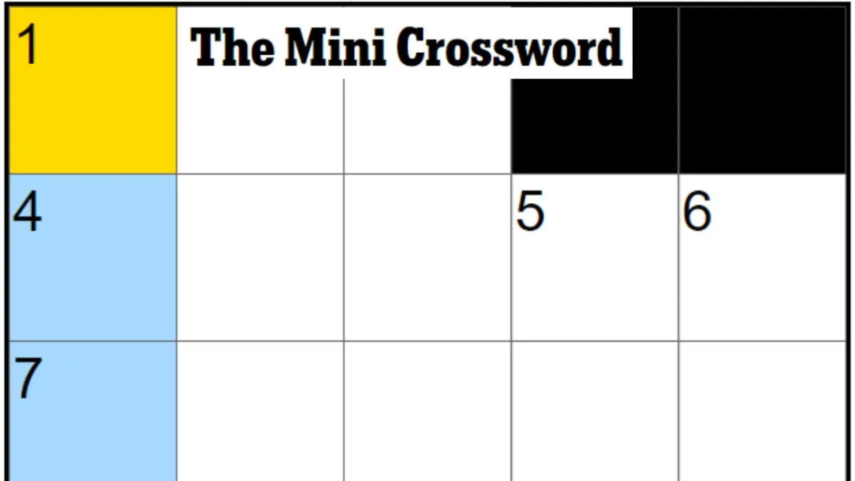 The Mini crossword board with a highlight on 1D.