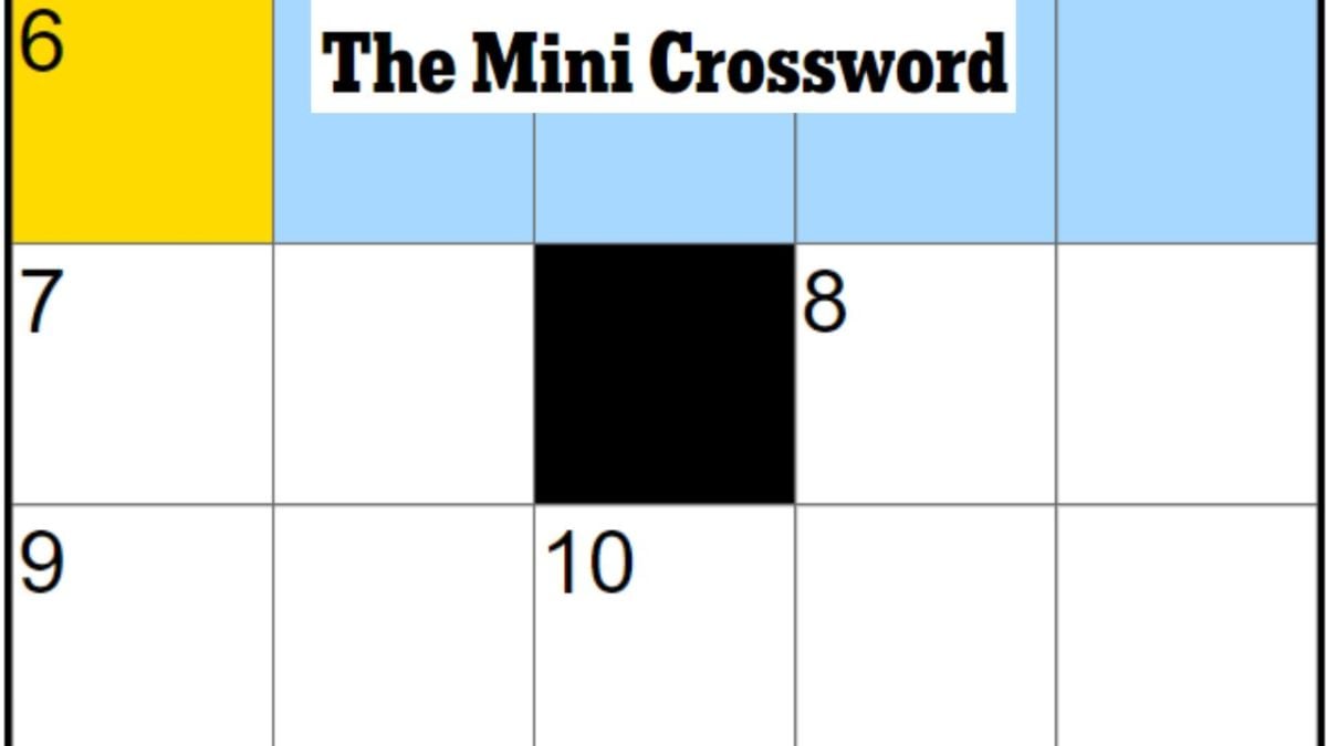 The Mini crossword board with a highlight on 6A.