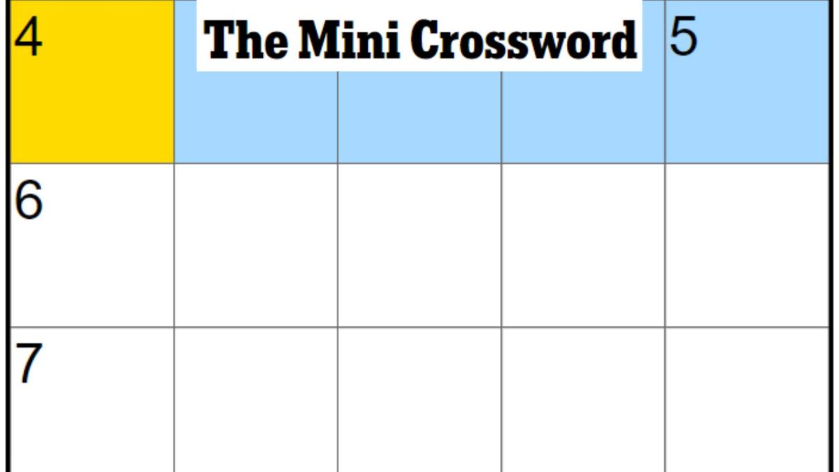 Partial screenshot of the New York Times Mini Crossword puzzle, showing an incomplete grid with labeled squares 4, 5, 6, and 7. The title 'The Mini Crossword' is prominently displayed at the top.