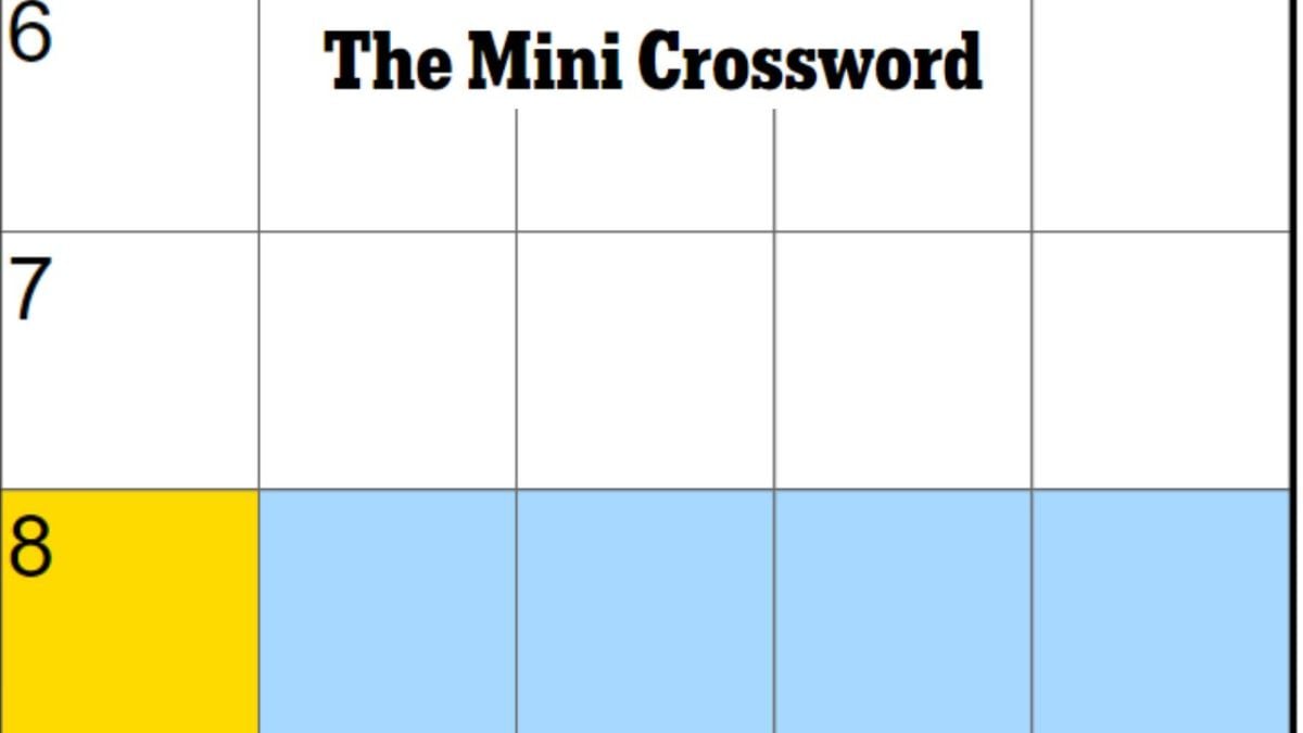 The Mini crossword board with a highlight on 8A.