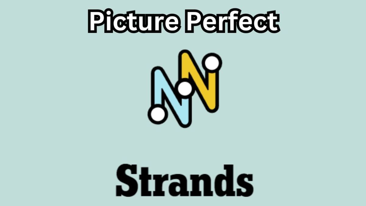 The NYT Strands logo with "picture perfect" written on top of it.