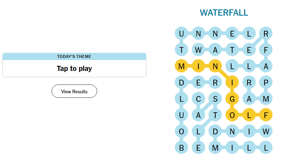 The May 9 Tap to play Strands grid with the full solution.