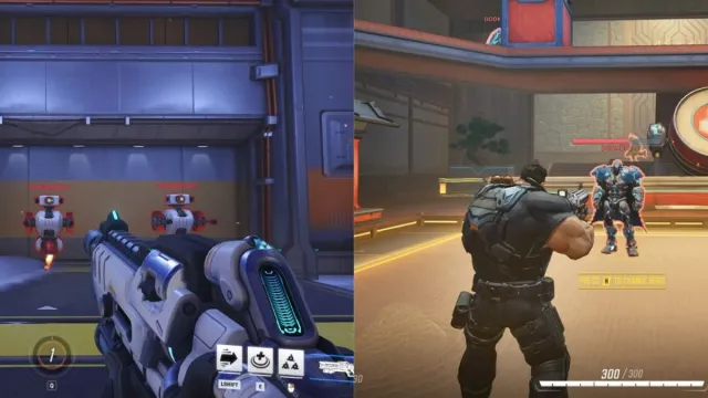 Practice ranges in Overwatch 2 and Marvel Rivals, respectively
