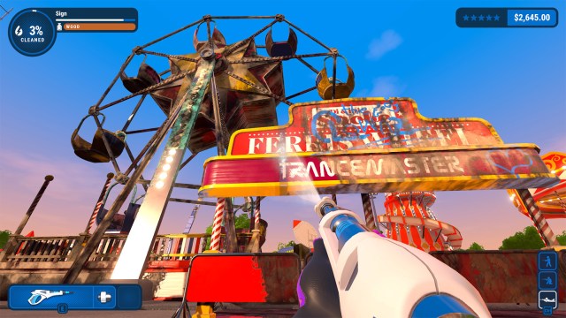PowerWash Simulator screenshot showing the player cleaning  a Ferris wheel