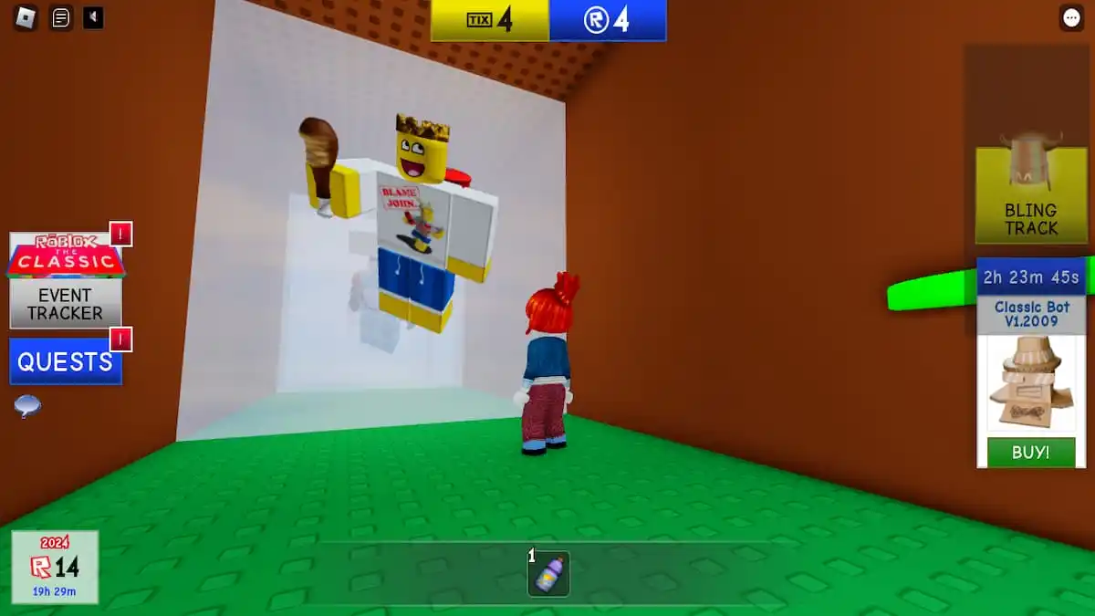 A door with an image of John Shedletsky's character in Roblox.