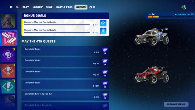 May the Fourth quests in Fortnite Rocket Racing