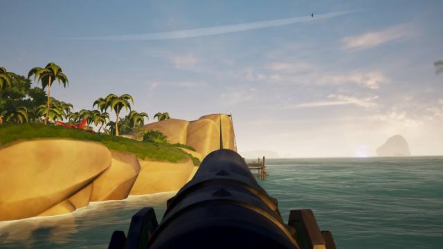Harpoon shot at a cliff in Sea of Thieves