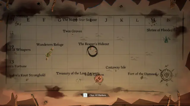 The Reaper's Hideout on the Sea of Thieves map