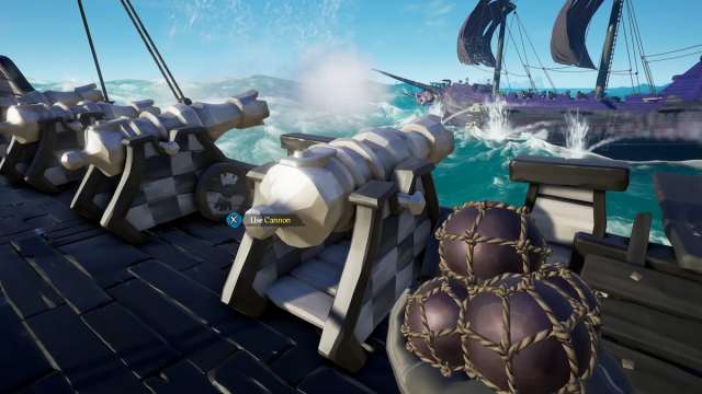 Pirate holding a Scattershot cannonball in Sea of Thieves