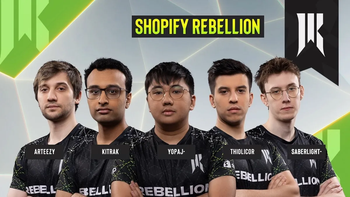 Shopify Rebellion Dota 2 roster in April 2024.