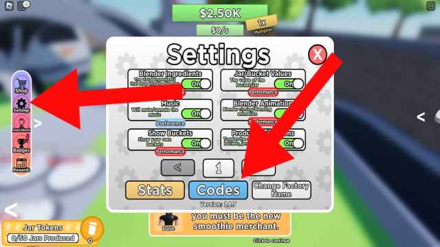 How to redeem codes in Smoothie Factory Simulator.