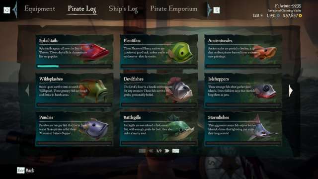 Sea of Thieves fish commendations