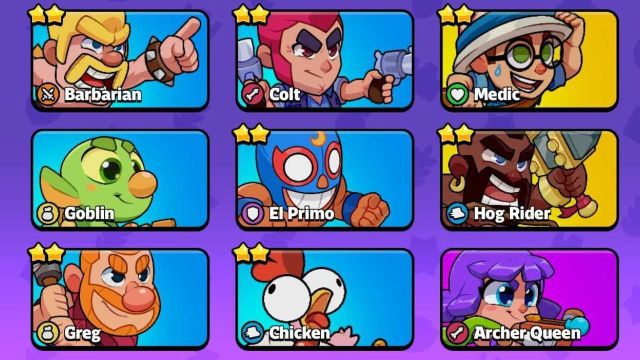Nine Squad Busters characters highlighted in the game's interface.