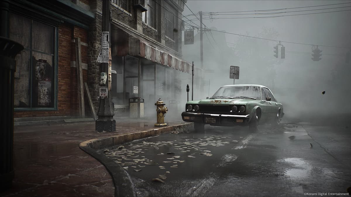 An image of an abandoned car from the Silent Hill 2 remake