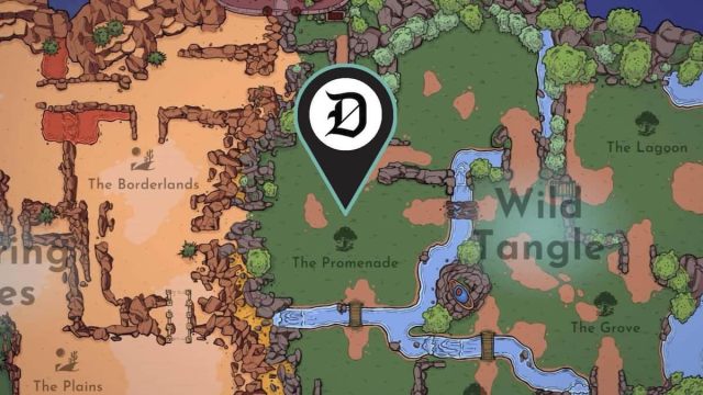 The Promenade marked on the map in Disney Dreamlight Valley.
