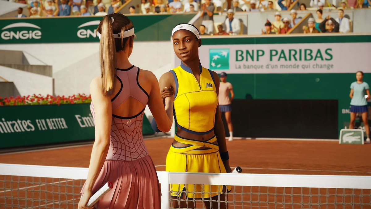 Players shaking hands in TopSpin 2k25