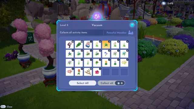 Using an Ancient Vacuum to get Green Rising Penstemon in Disney Dreamlight Valley.