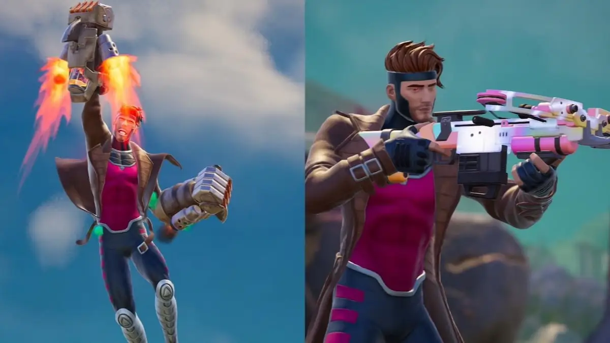 Gambit using Nitro Gloves and a Boom Bolt in Fortnite.