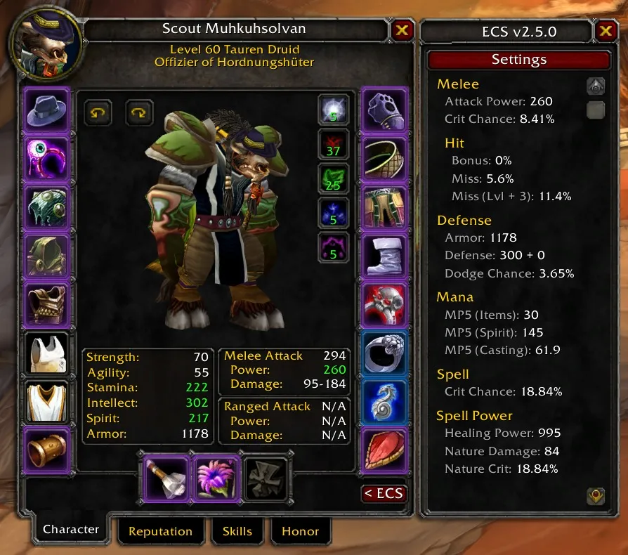 Extended Character Stats in WoW MoP Remix.