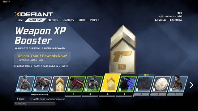 XDefiant weapon XP booster