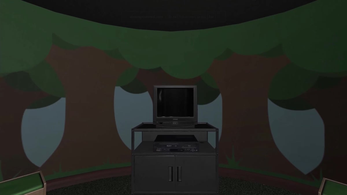 The television inside daycare for Amanda the Adventurer 2 trailer