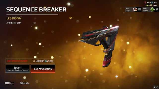 The Sequence Breaker Alternator skin from the Apex Legends Double Take event.