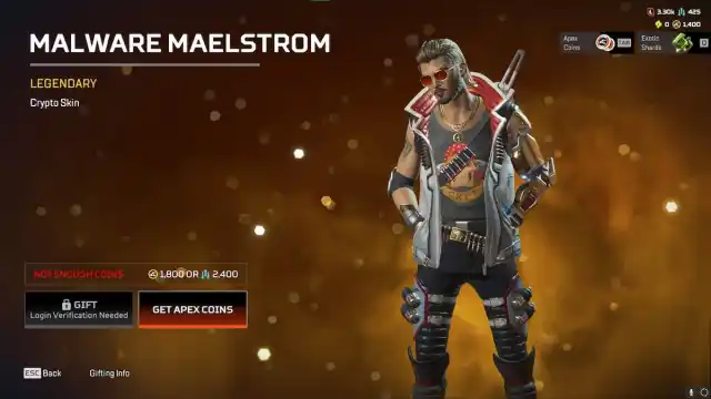 The Malware Maelstorm Crypto skin from the Apex Legends Double Take event.