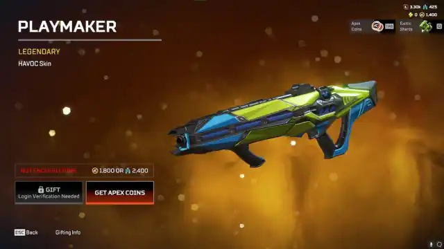 The Playmaker HAVOC skin from the Apex Legends Double Take event.