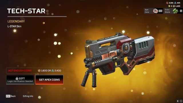 The TECH-STAR L-STAR skin from the Apex Legends Double Take event.