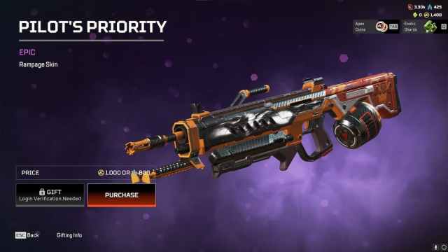 The Ramage Pilot Priority skin from the Apex Double Take event.