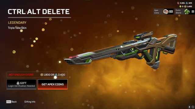 The Ctrl Alt Delete Triple Take skin from the Apex Legends Double Take event.