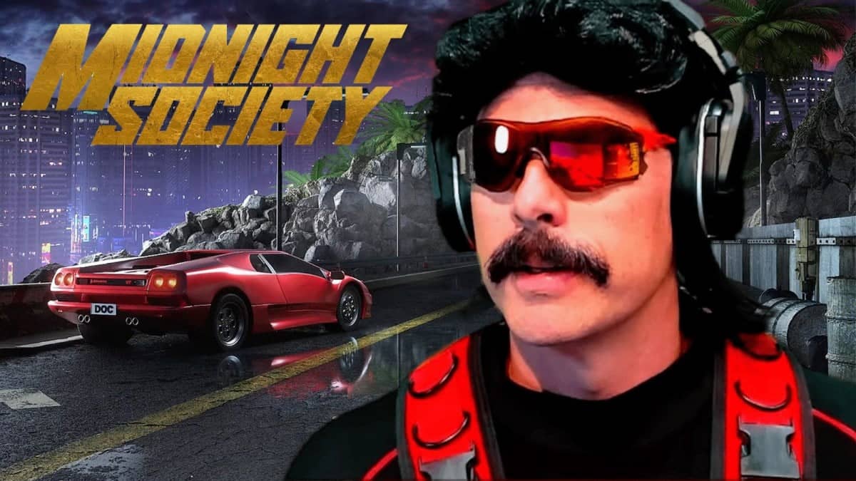 Dr Disrespect with a Midnight Society logo in the background.