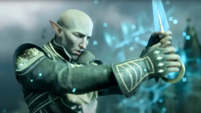 An image from Solas in Dragon Age: The Veilguard, as he attempts to open a portal to another realm.