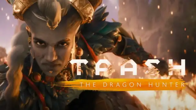 An image from Dragon Age: The Veilguard of Taash, a fiery Qunari who hunts down dragons for sport.