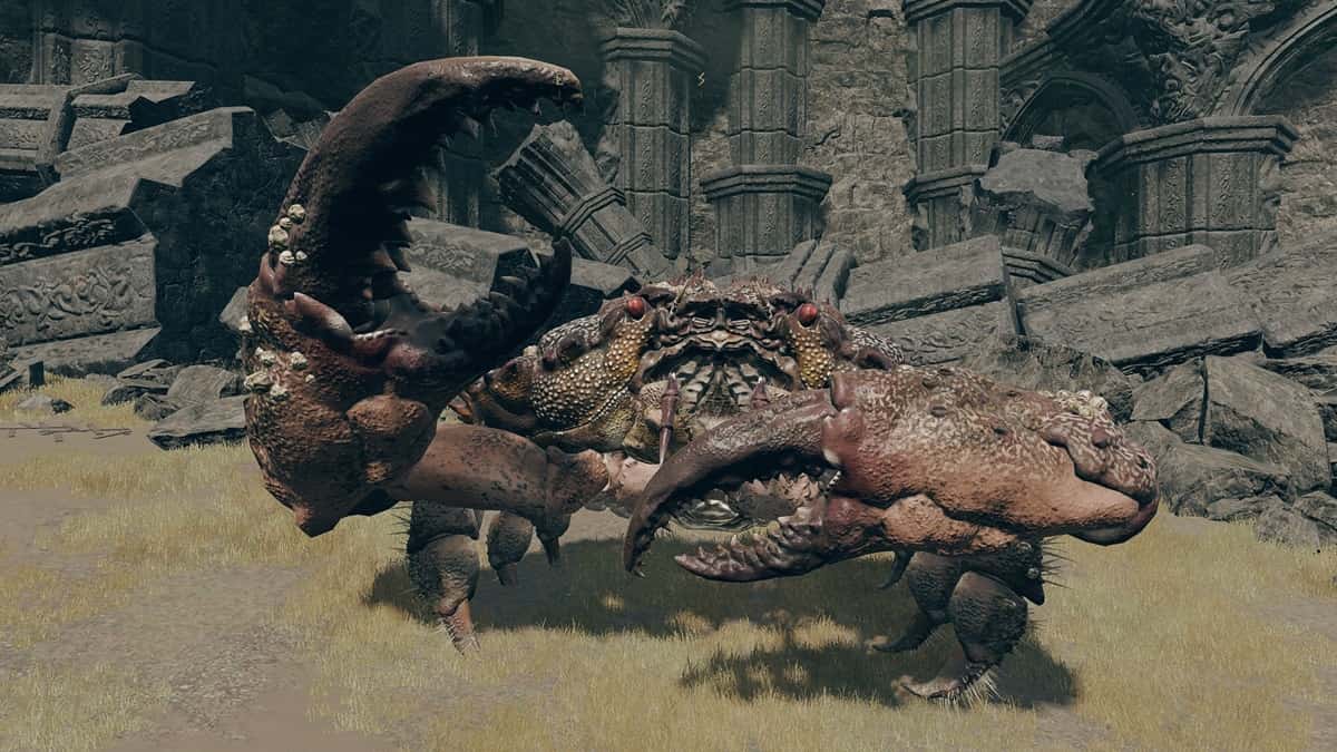 An image of a giant crab raising its pincer in Elden Ring