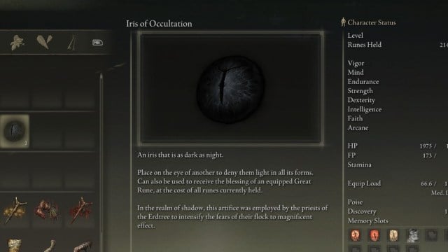 The Iris of Occultation item in Elden Ring Shadow of the Erdtree.