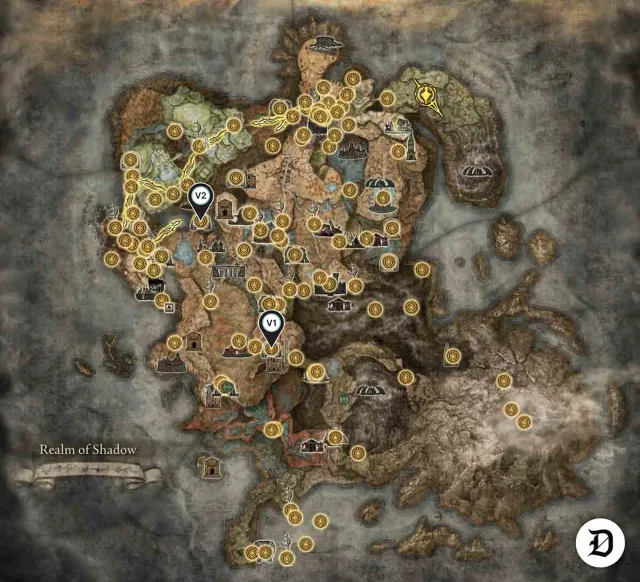 Elden Ring DLC with all Caves mapped