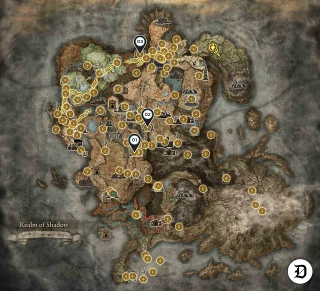 Elden Ring DLC with all Ruined Forges mapped
