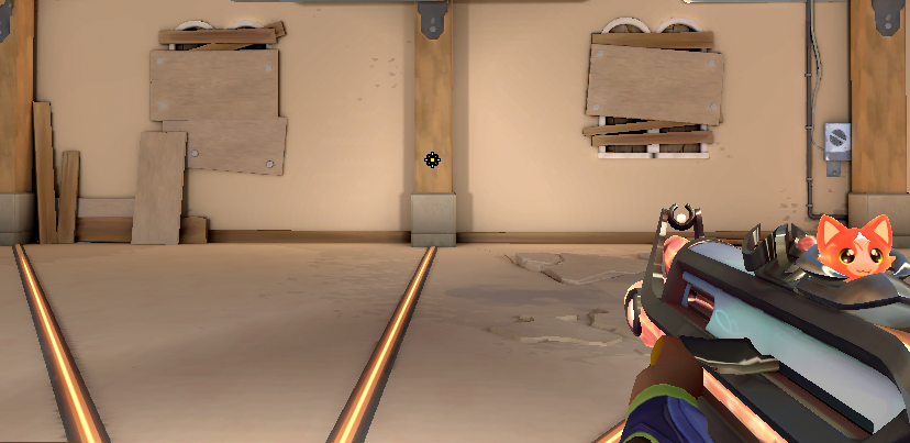 A screenshot of the flower crosshair in VALORANT's shooting range