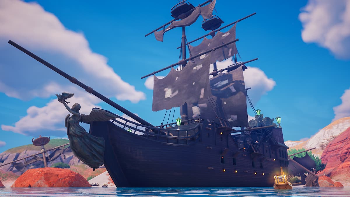 An image of the Black Pearl from Pirates of the Carribean in Fortnite, a new POI.