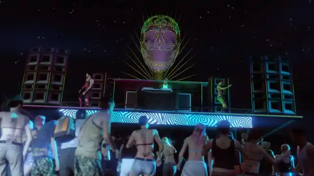 An image from GTA Online of the After Hours party bus.