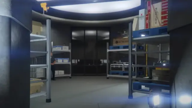 An image from GTA Online of the nightclub basement, which stores many different products.