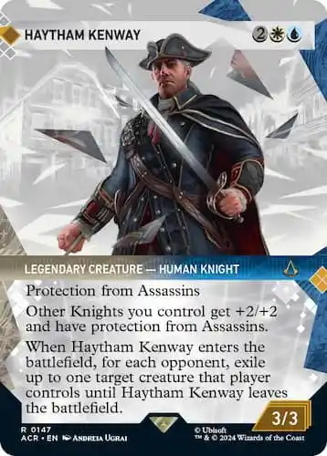 Image of an older Haytham with Sword and hidden knife  through MTG Assassin's Creed set