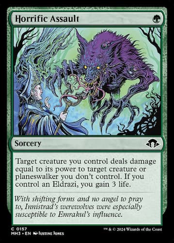 Magical wolf charging a wizard on MH3 card