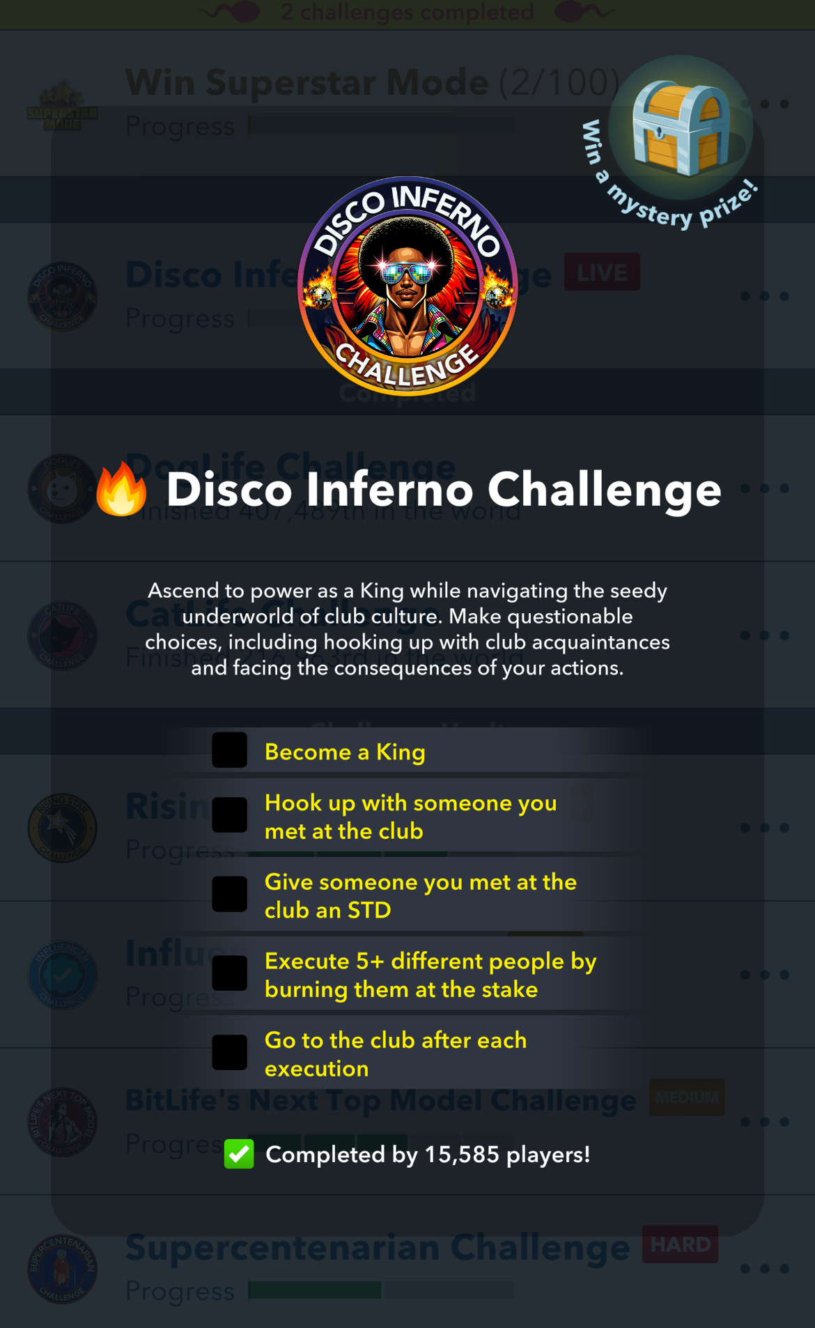 Как выполнить задание Disco Inferno в BitLife