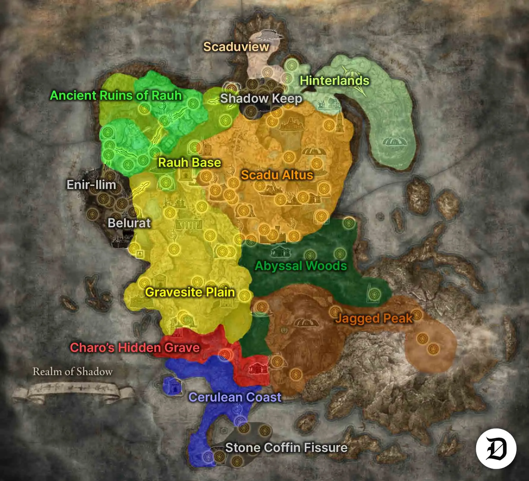 Полная карта Elden Ring Shadow of the Erdtree – все регионы и ключевые локации