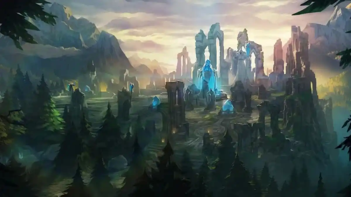 A look at LoL's Summoner's Rift map from a distance.