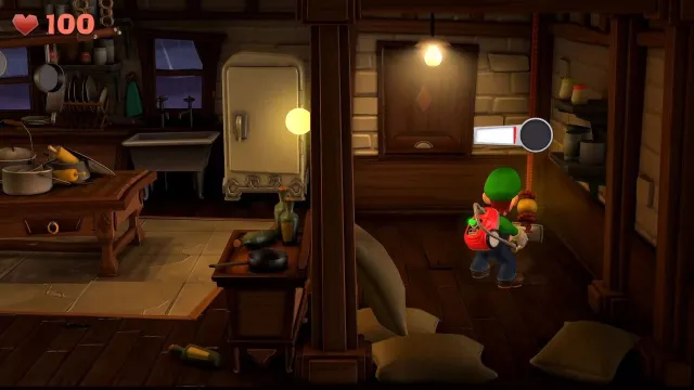 Luigi pulling the serving hatch cord
