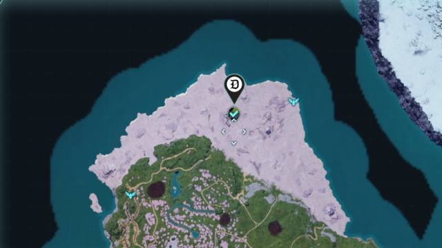 A screenshot of the map in Palworld marking Menasting Terra's location.